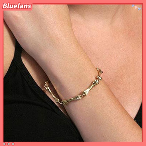Gelang Bangle Bentuk Tulang Bahan Alloy Gaya Gothic Punk Untuk Wanita