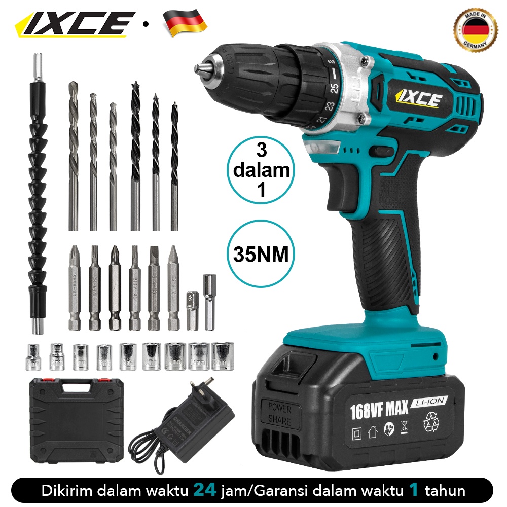 IXCE bor listrik 68VF / 88VF / 168VF Bor cordless Mesin bor Bor Tanpa Kabel  3-Tujuan hingga 2000 rpm 35NM Isi Ulang Harga grosir bisa nego