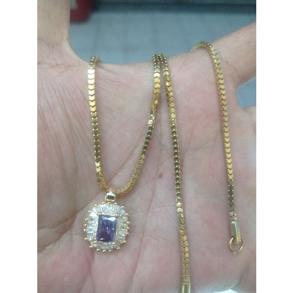 kalung titanium diamond zicron ungu