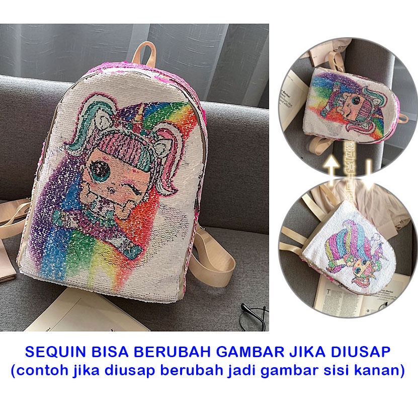 Backpack / Tas Ransel Anak Perempuan Magic Sequin