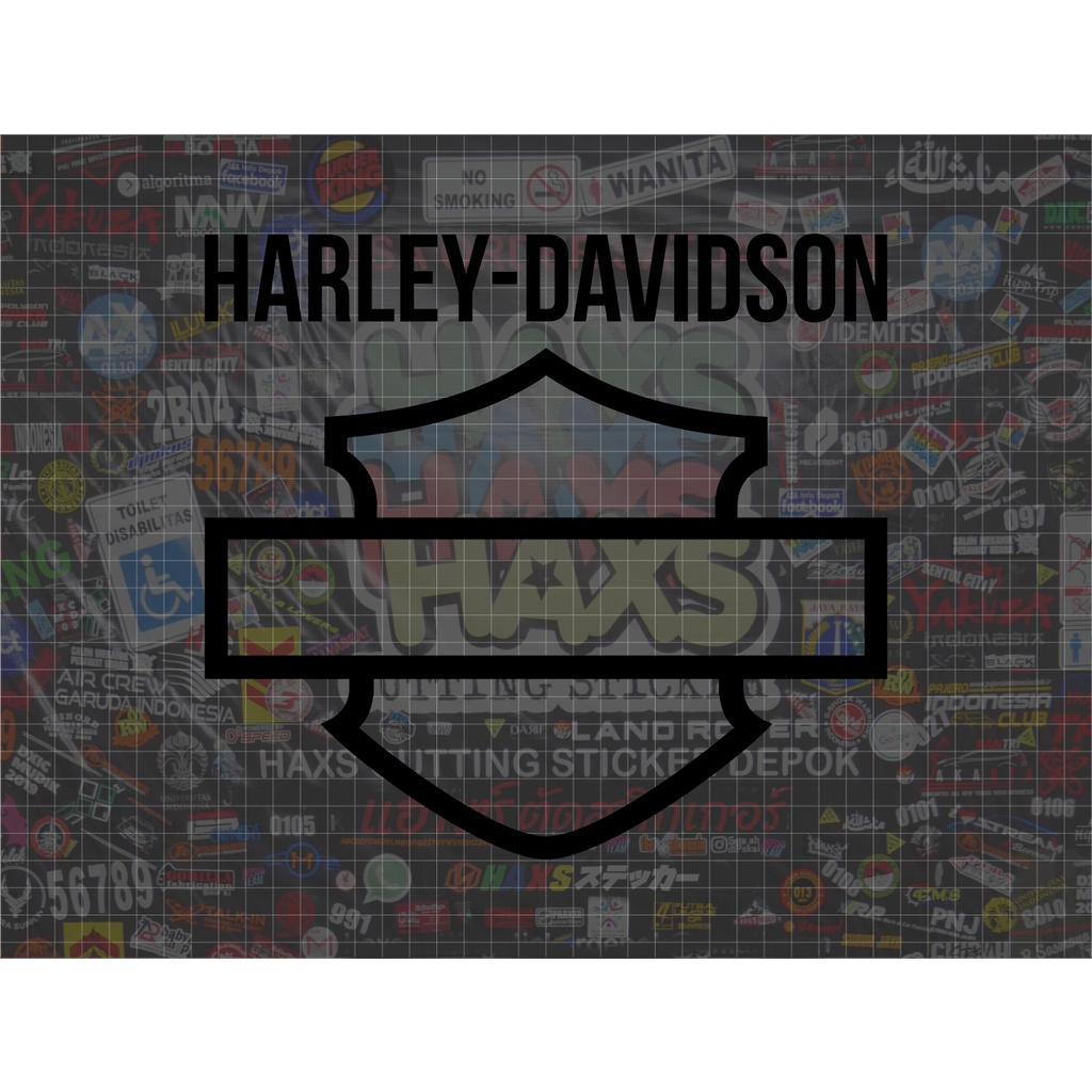Cutting Sticker Logo Harley Davidson Garis dan Tulisan Ukuran 25 Cm
