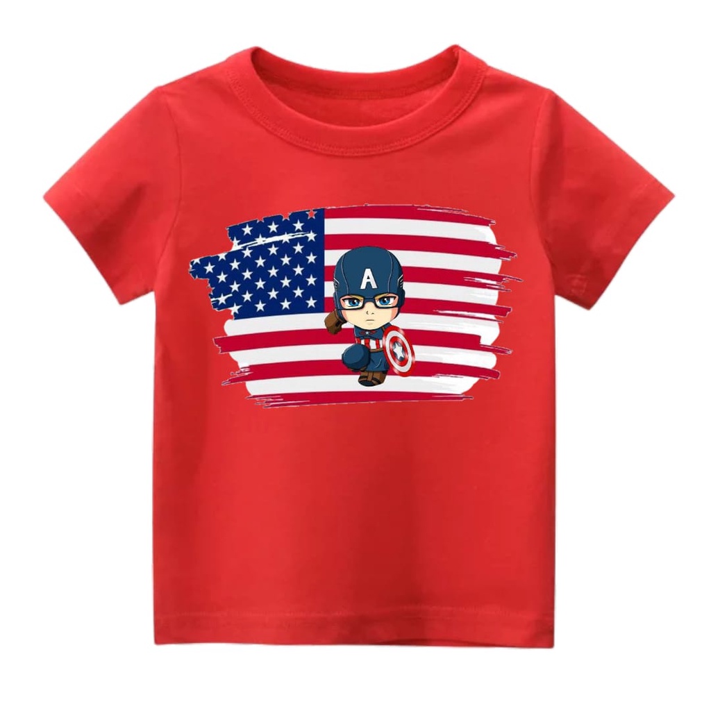 Rdkidzid Atasan Baju Kaos Lengan Pendek Anak Laki Laki Motif Kapten America DTF