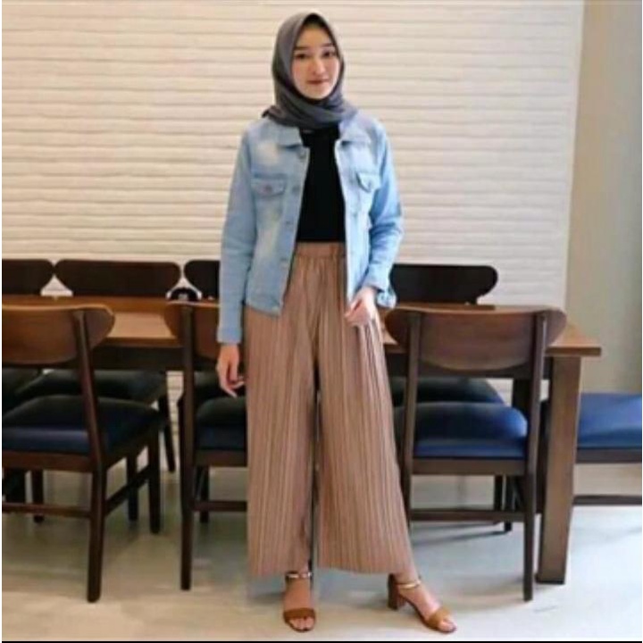 CELANA KULOT PANJANG WANITA DEWASA TERBARU 20022 MOTIF PLISKET