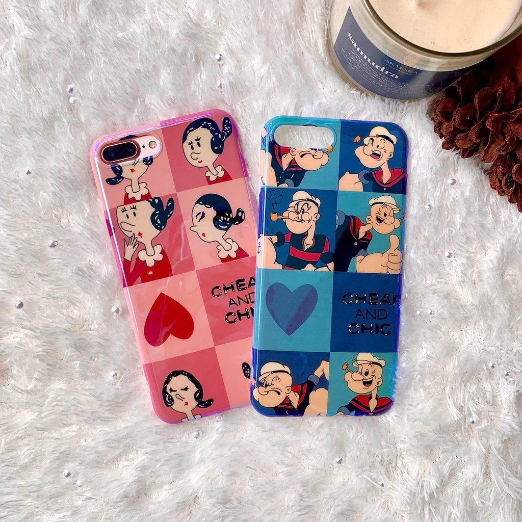 Premium Hologram case iphone 6 / 6s / 6 plus / 6s plus / 7 / 8 / 7 plus / 8 plus / X olive popeye