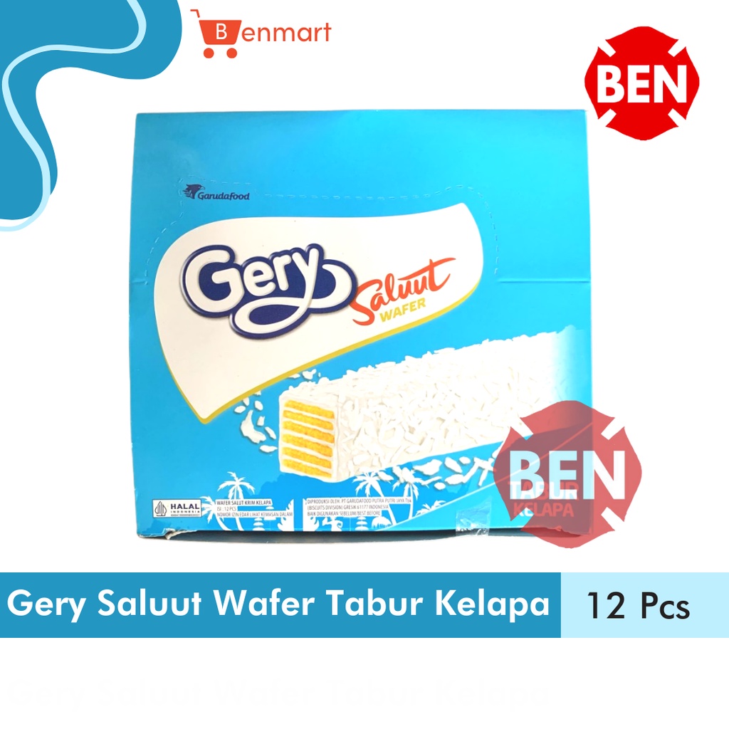 

Gery Saluut Wafer TABUR KELAPA 1 Box 12 Pcs Coconut Biru Salut 2000