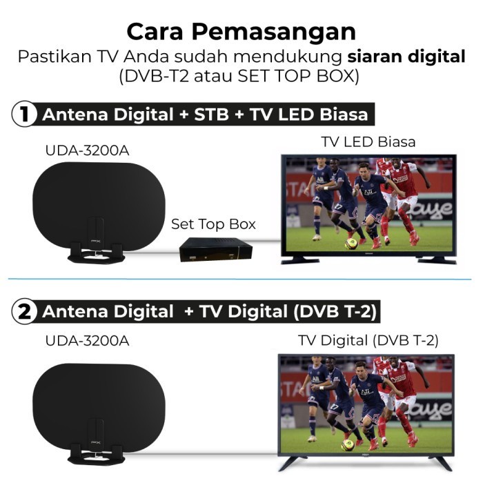 PX UDA-3200A Antena TV Digital Indoor DVB-T2 + Booster - GARANSI RESMI