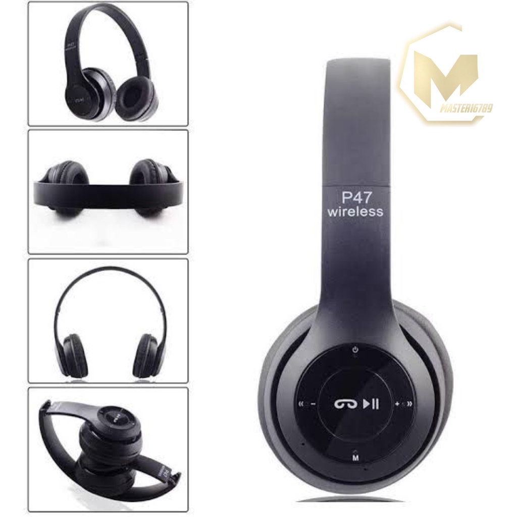 HEADPHONE BLUETOOTH P47 HEADSET BANDO GAMING LIPAT WIRELESS AUDIO STEREO SUPER BASS 5.0 EDR TRAVEL MA3602