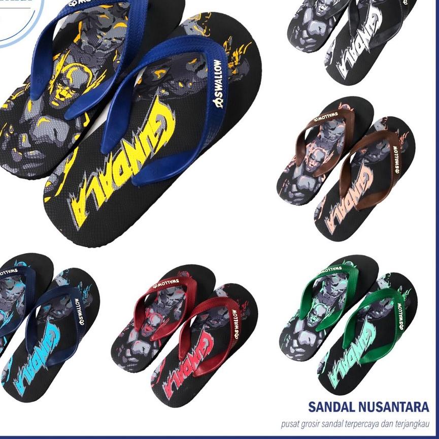 ♚ Sandal Jepit Swallow Gundala Gambar Pria Wanita Anak Karet Tebal Anti Slip ♚