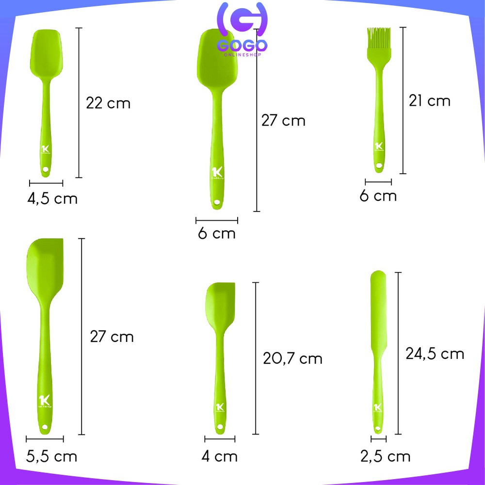 GOGO-C276 Spatula Silikon Tahan Panas Set 6IN1 Sutil Silicone Set Lengkap / Peralatan Dapur Kitchen Tool / Kitchen Utensil Set