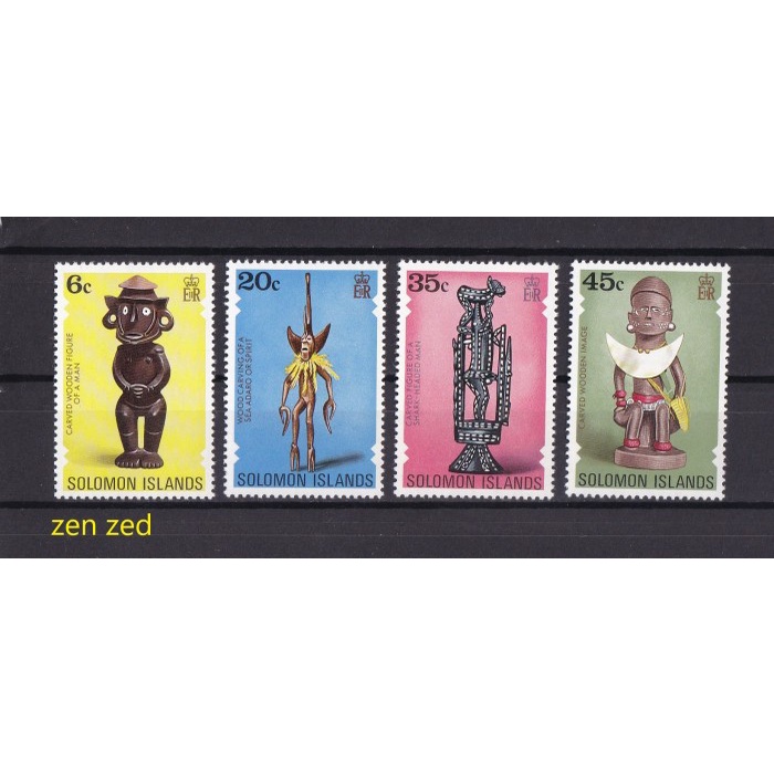 

0487 Perangko Solomon Islands 1977 Artefacts - Carvings 4v Mnh