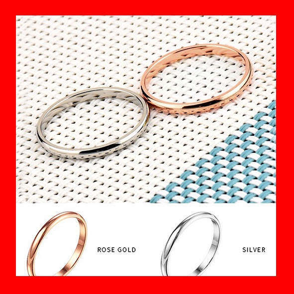 Cincin titanium pria wanita polos Warna rose Gold silver Size 5 6 7 Dan 8 ready stok