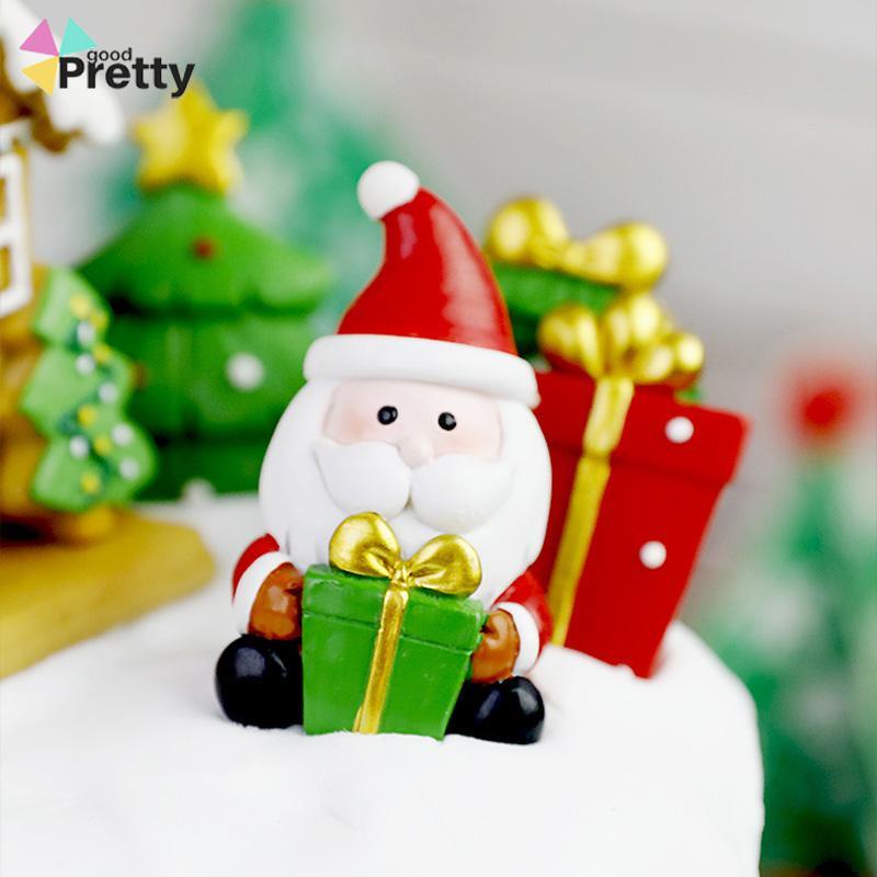 Topper Kue Desain Elk Gift Box Shape Merry Christmas Bahan Resin Untuk Dekorasi - PD