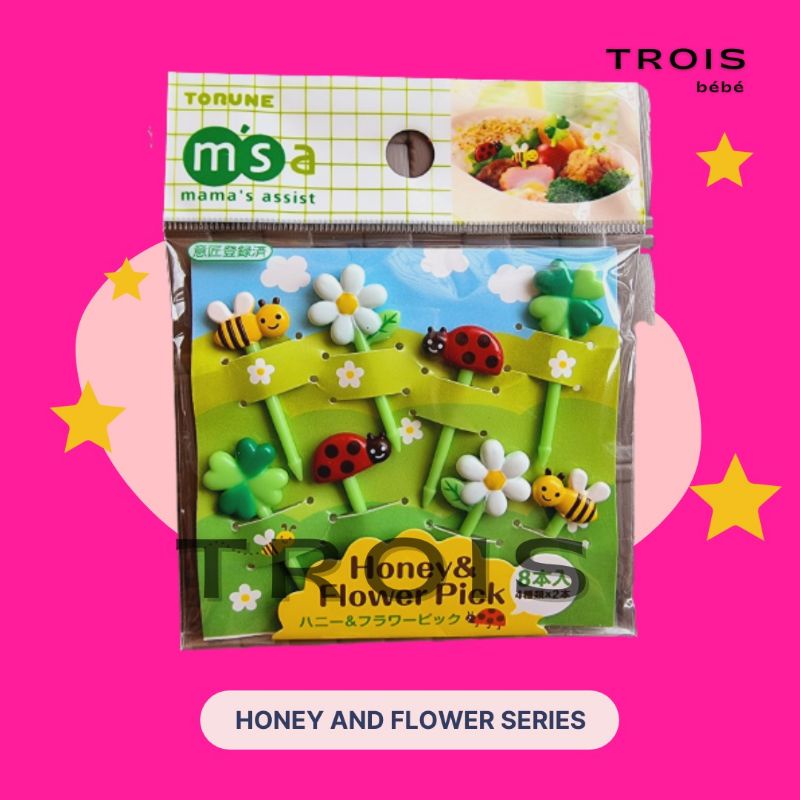 Honey and Flower Series - Food Pick Tusukan Bento Hiasan Bento Dekorasi Bento Hiasan Makanan Dekoras
