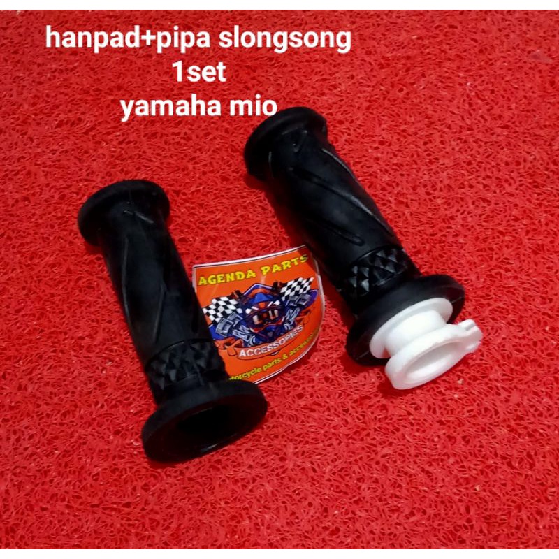 handgrip hanpad hanfat handle grip  1set karet+pipa plastik slongsong gas yamaha mio-1set kiri kanan