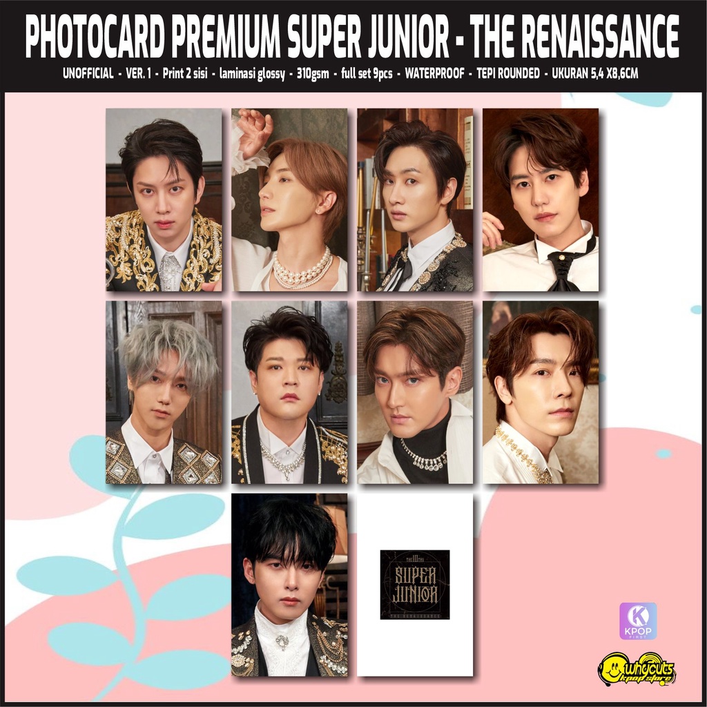 PHOTOCARD FULL SET PREMIUM UNOFFICIAL SUPER JUNIOR KEEP ON GOING / PRINT 2 SISI FULL GLOSSY LAMINASI / ANTI AIR / ISI 9 PCS