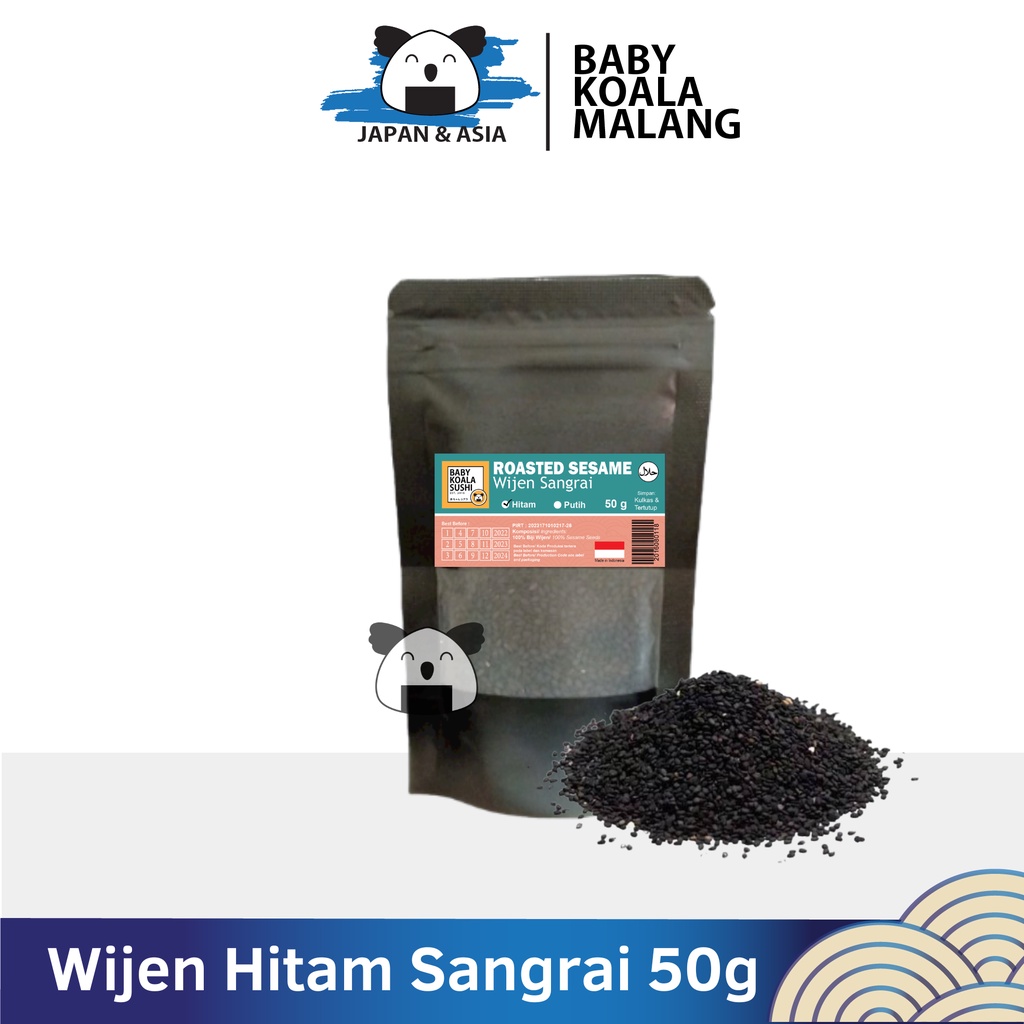 

Hiroking Biji Wijen Hitam Sangrai 50 g Halal │ Roaster Black Sesame Seed for Sushi Ramen..