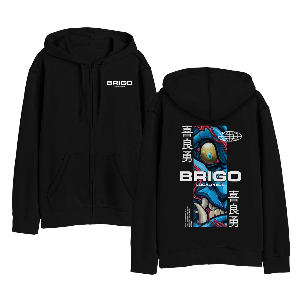 BRIGO Zipper Jumper Hoodie ONI II Sweater Hoodie Resleting BRIGO ONI Sablon DTF Fleece Cotton IIM-XXL (Pria &amp; Wanita) Free stiker&amp;Gantungan Kunci