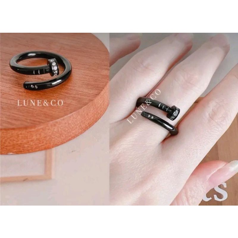 Cincin Paku Black Diamond Pria Wanita Fashion Korea Impor Titanium CS128