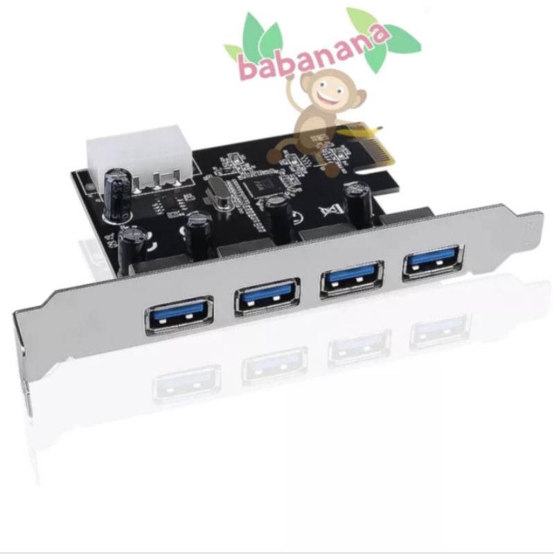 PCIE X1 USB 3.0 extension 4 port with molex power splitter slot card