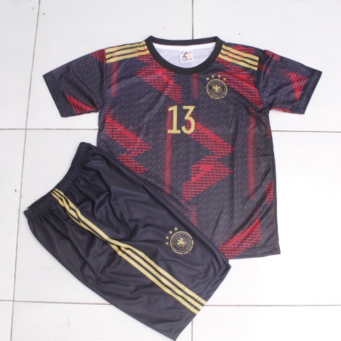 new setealn baju jersey anak jerman hitam/ setelan baju bola jersey jerman printing 5-12th