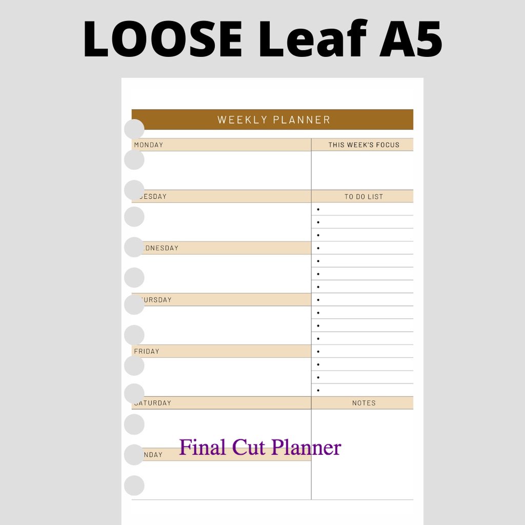 

Loose Leaf A5 - Weekly Planner Tema Yellow By Monologprojects .