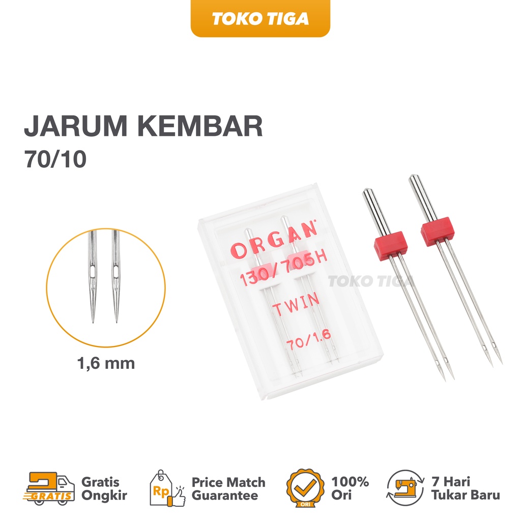 Organ Twin Needles - Jarum Kembar Ukuran 70/1.6mm