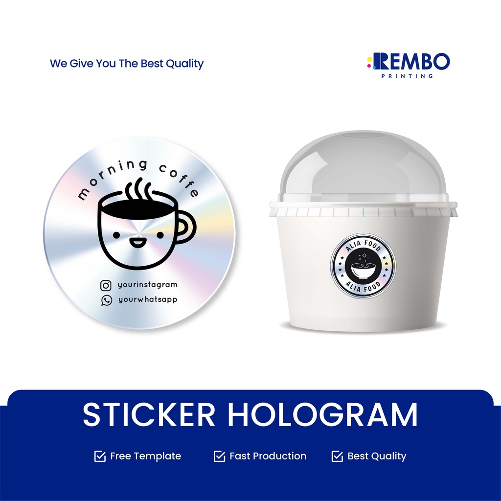 CETAK STIKER LABEL HOLOGRAM BULAT MURAH STIKER SEGEL KEMASAN MAKANAN MINUMAN BUNGA FLORIST