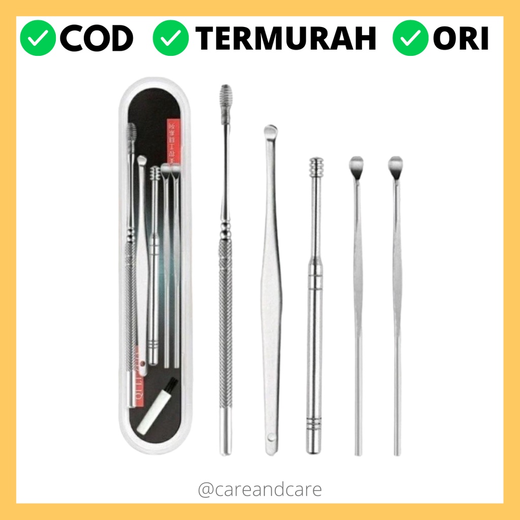 Pembersih Telinga Korek Kuping Ear Wax Picker 1 Set 5PCS Stainless