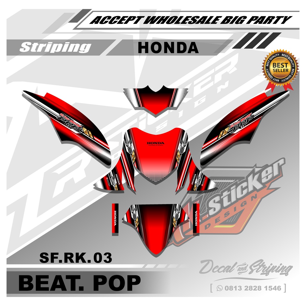 Sticker Decal Beat Pop - Sticker Decal Full Body Motor Beat Pop Motif Racing. RK.03
