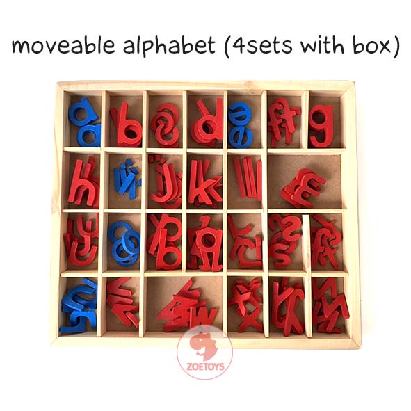Zoetoys Large Moveable Alphabet | Lowercase Ukuran Besar Bahan Kayu Solid Montessori Language Merangkai Huruf Wooden Letter Box | Mainan Edukasi Anak