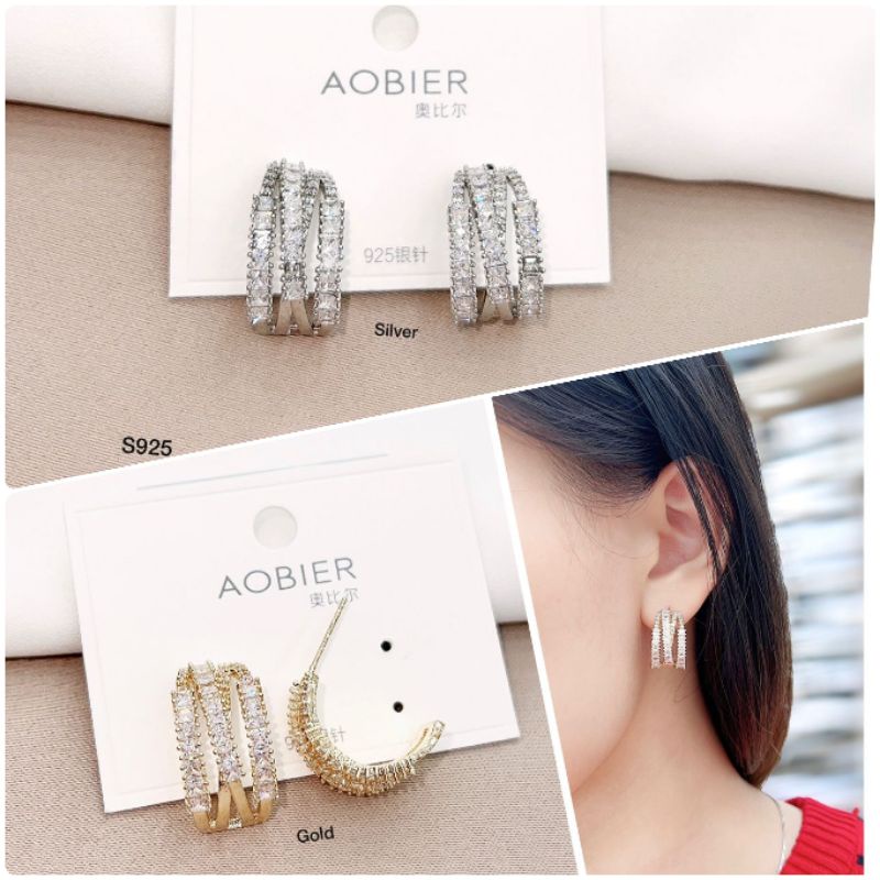 Anting Silver925 perak Premium Quality Anti karat anti alergi Starling silver platgold Ts304