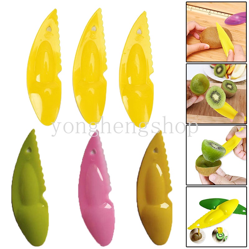 3 Pcs / set Sendok Pisau Pengupas Buah Kiwi 2 In 1 Bahan Plastik Untuk Dapur