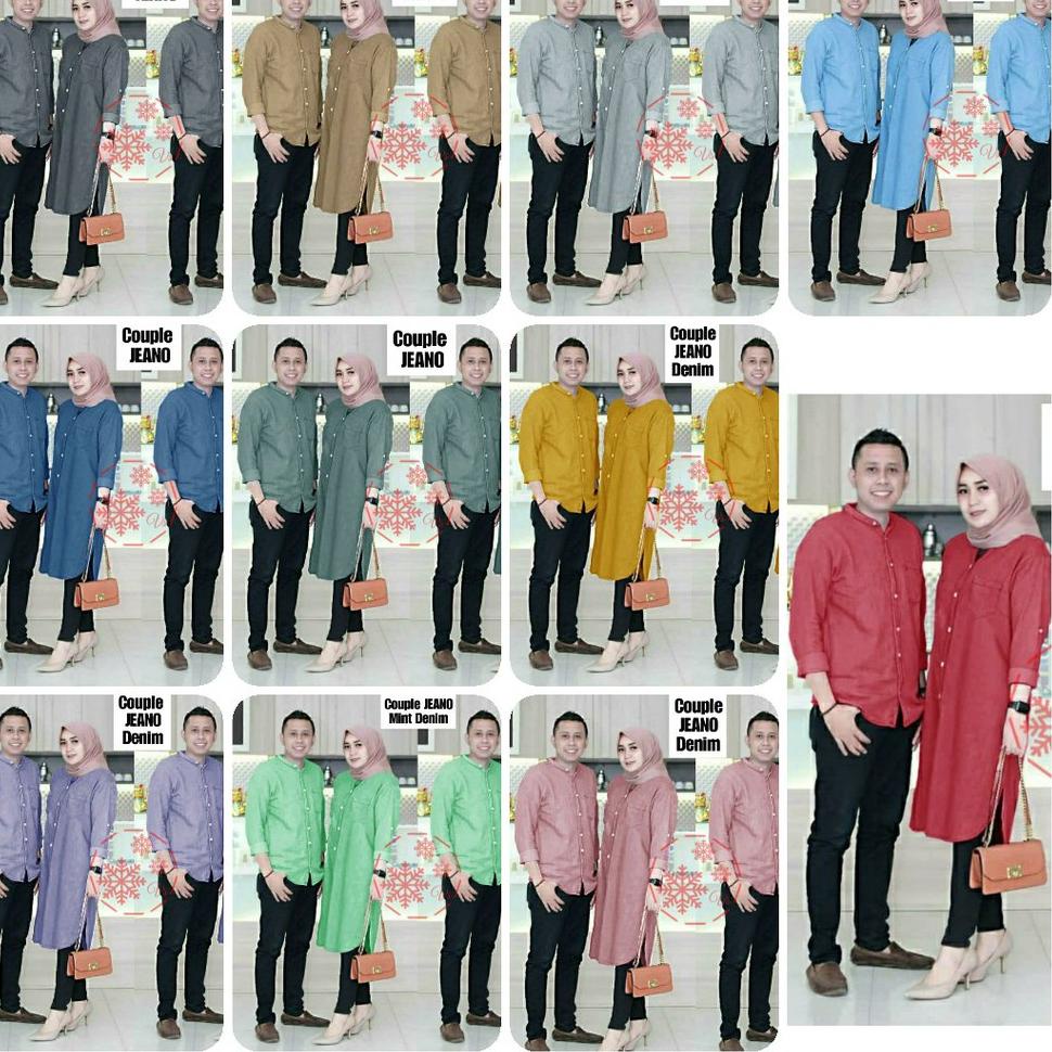 MAO.22Oc22w ‑ SET CP JEANO BAJU COUPLE PASANGAN SIZE L~XXL JUMBO TUNIK COUPLE TUNIK DENIM TUNIK BUSU