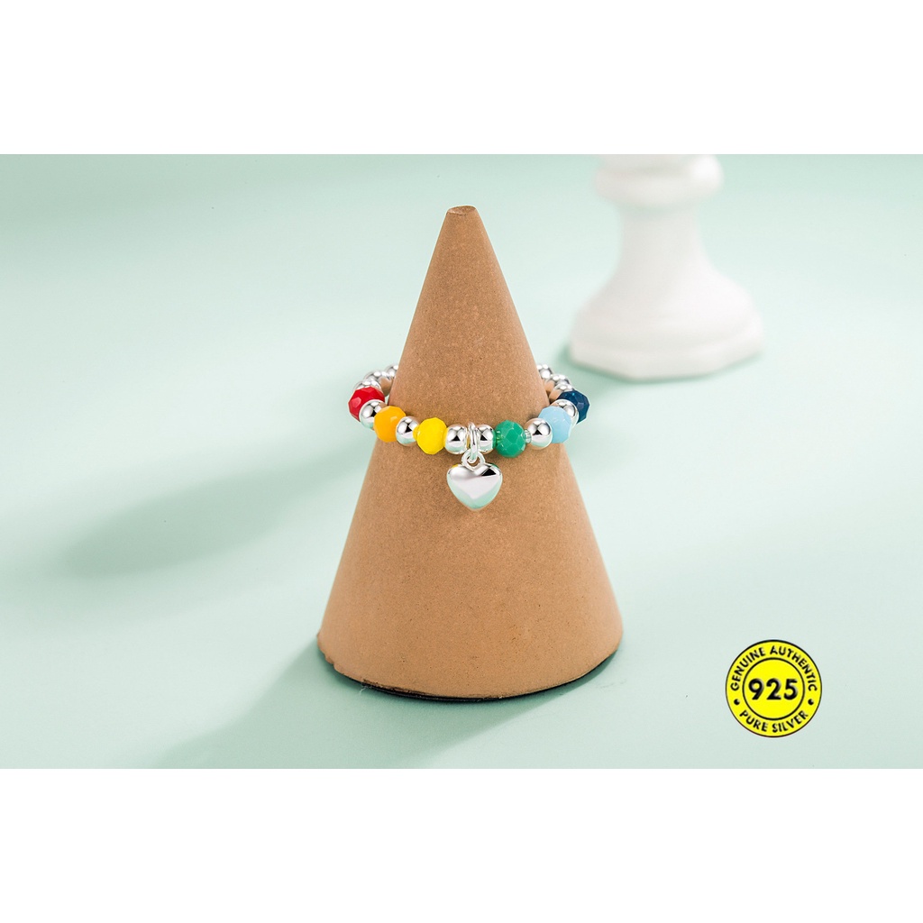 Cincin Desain Smiley Face Warna Pelangi Untuk Wanita U1149