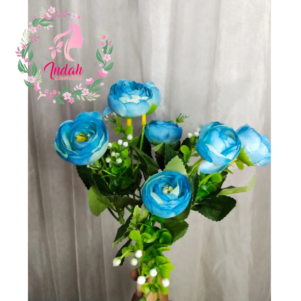 Bunga plastik Biru | Hiasan Parsel | Hantaran