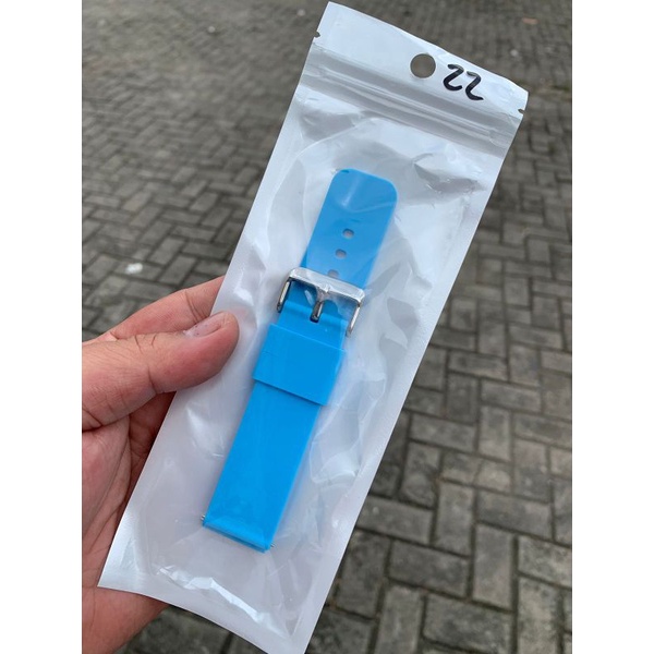 Strap Tali Jam Tangan Silikon biru muda 22mm 9909 new produk