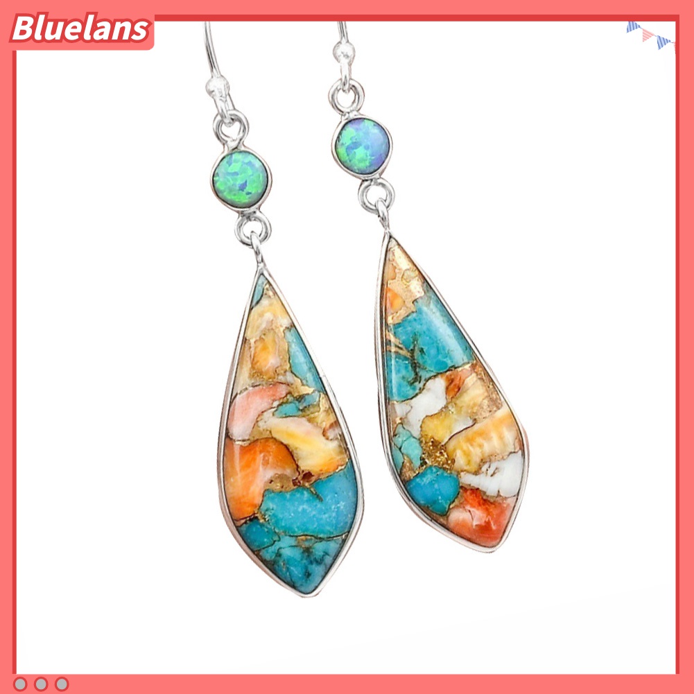 Anting Kait Gantung Hias Turquoise Berlian Imitasi Gaya Vintage Untuk Wanita