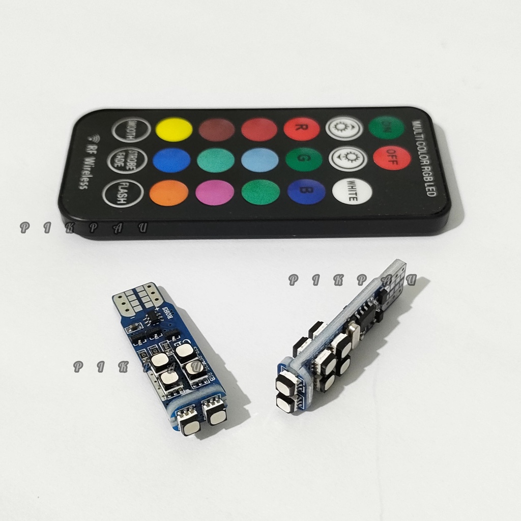 SEPASANG Lampu LED T10 RGB Remote Banyak Warna