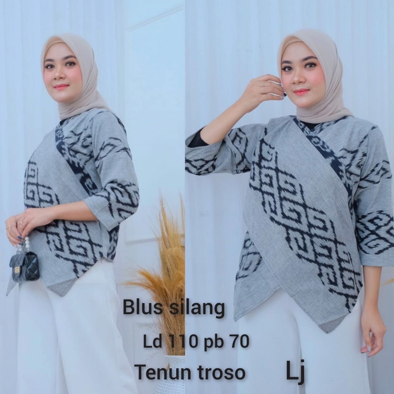 Blus Tenun Troso Atasan Baju Kantor Kerja Fashion Wanita Asmat Batik Lurik