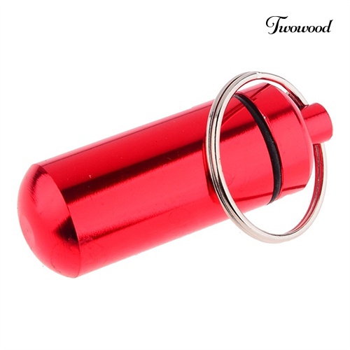 Twowood Gantungan Kunci Tempat Obat Pil Ukuran Kecil