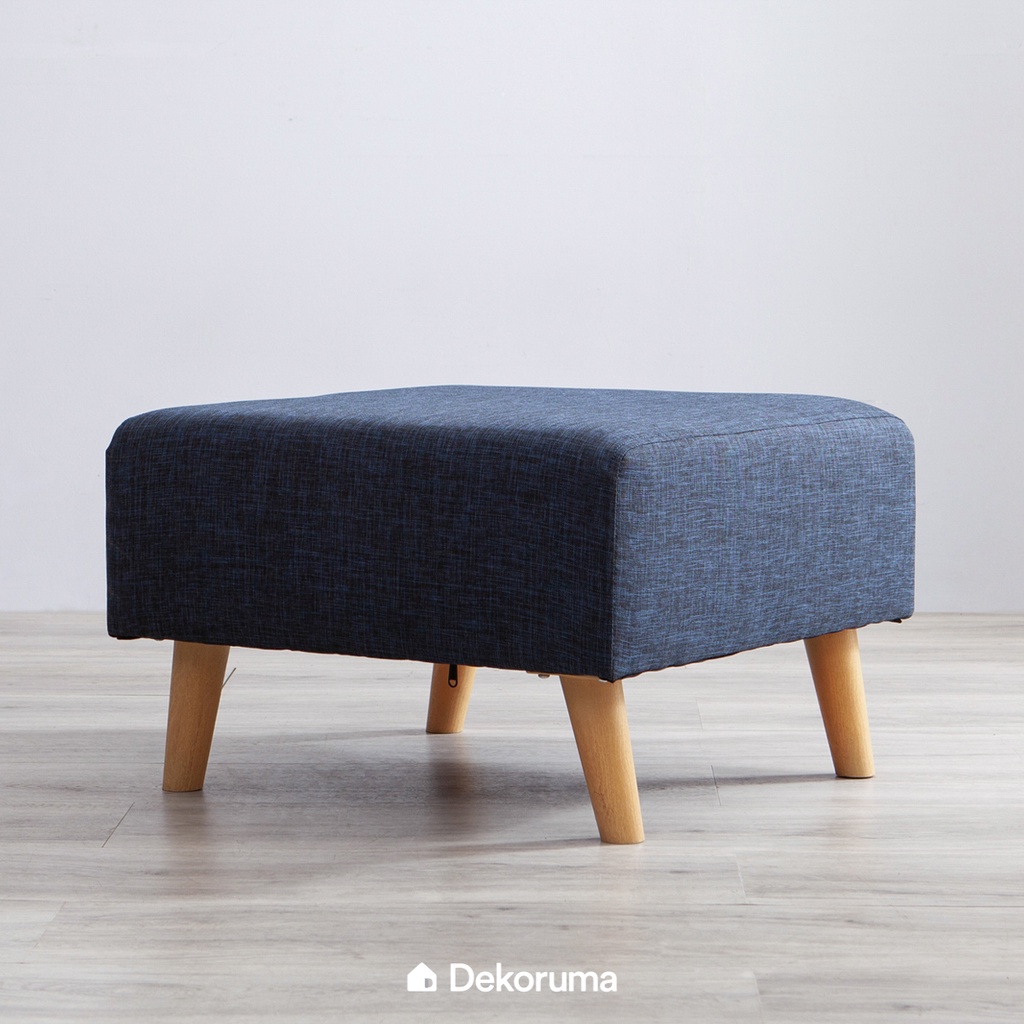 Dekoruma Daito Square Stool Kain Minimalis / Kursi Sofa Kotak - Biru
