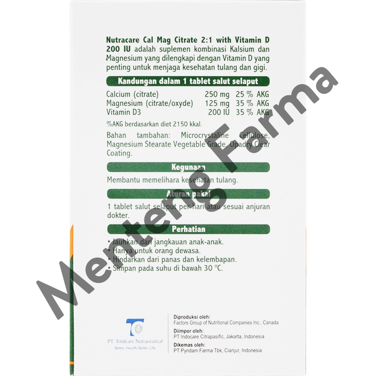 Nutracare Cal Mag Citrate - Suplemen Kalsium Magnesium Untuk Kesehatan Tulang