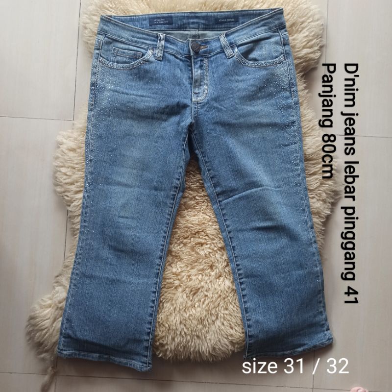 D'nim jeans celana jeans wanita preloved 3/4 size 31 / 32