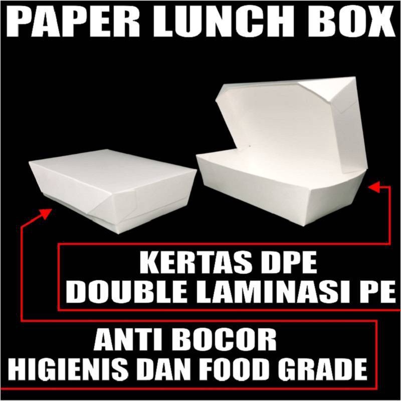 Paper Lunch Box Per Dus Kraft Coklat n Ivory Putih Food Tray Uk M dan L Kertas Take Away Jsk Krm