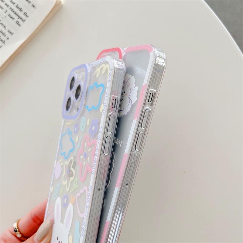 IPHONE Kartun Pelindung Hewan Kelinci Lucu Kelinci Transparan Phone Case Cover Untuk Iphone7 8 PLUS X XR XS 11 12 13 14 PRO MAX SE