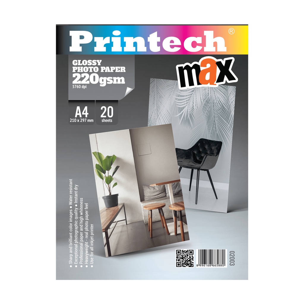 

Kertas Foto / Photo Paper PRINTECH Glossy MAX A4 220gsm - 02003-N