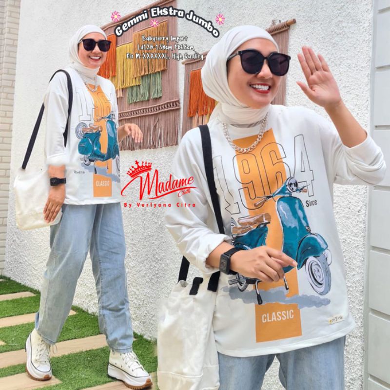 TERMURAH ATASAN KAOS PRINTING WANITA (100% ORI) VESPA RETRO LIPS THIS FACE SILENCE SCOOTER TUNIK/BAJ