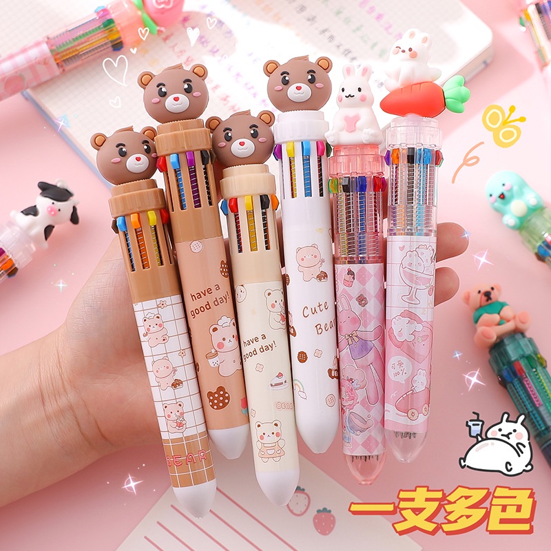 PAOPAO Pulpen 10 Colour Warna Cute Character Boneka Doll