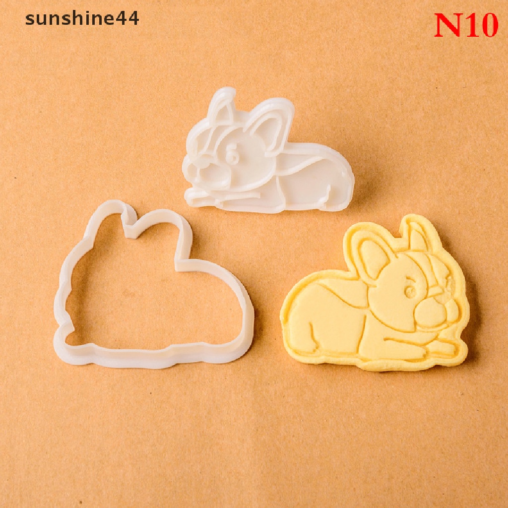 Sunshine Cetakan Cutter Bentuk Anjing French Bulldog 3D DIY Untuk Biskuit / Kue Natal