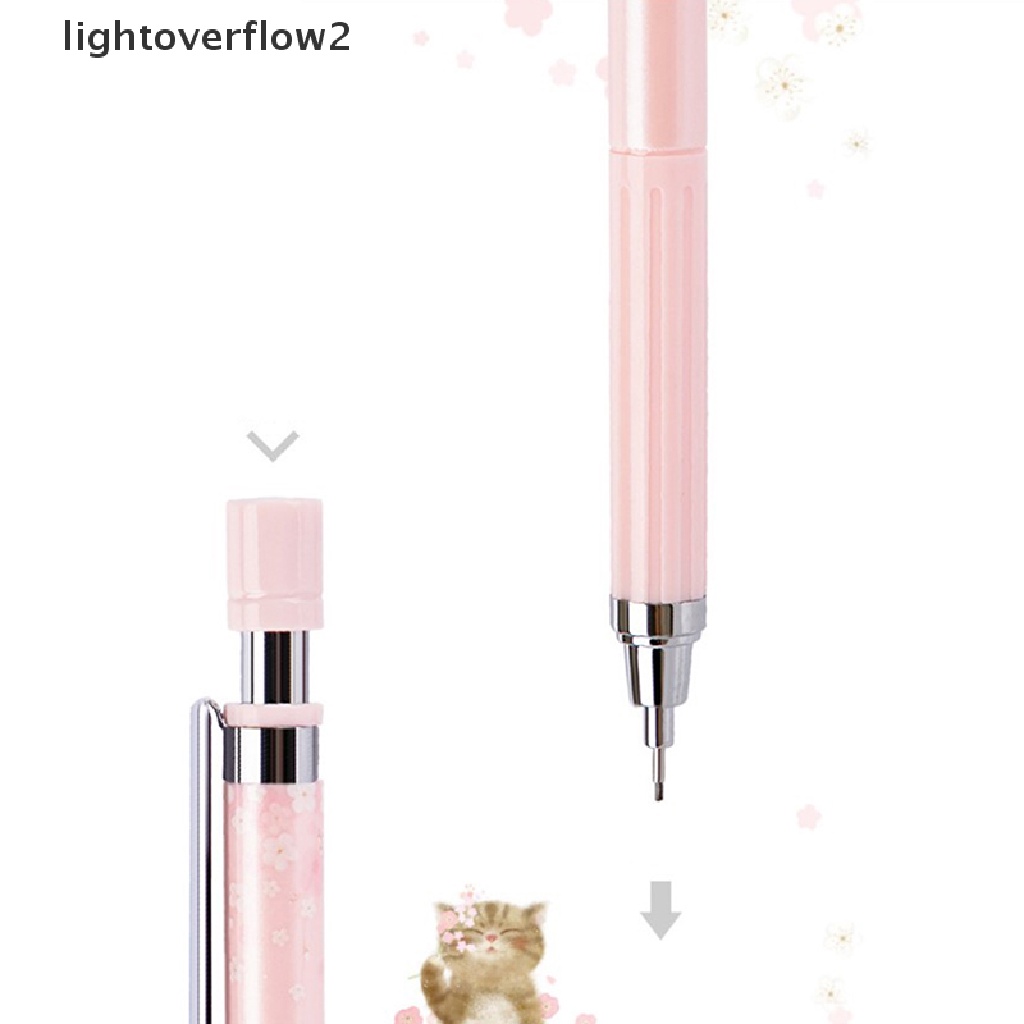 (lightoverflow2) 6pcs / set Pensil Mekanik 0.5mm Motif Bunga Sakura Dengan Isi Ulang
